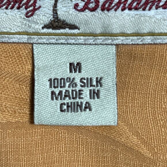 Tommy Bahama 100% Silk Camp Shirt Men's M Orange Button Up Floral Tropical - Picture 5 of 16